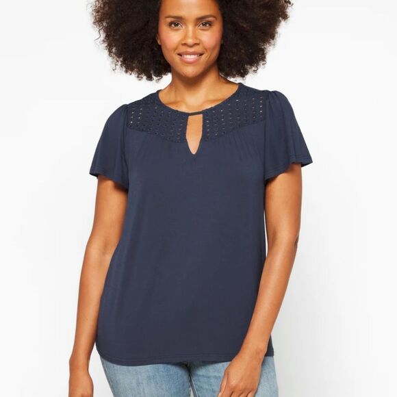 PAPERMOON
Channing Short Sleeve Knit Top Navy 2X Stitch Fix Nwt - Picture 1 of 7